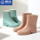 
Huili rain boots women's rain boots water shoes women's 2025 new fashion waterproof non-slip wear-resistant rubber shoes women's mid-tube cover shoes khaki 36