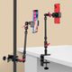 Budi desktop mobile phone live broadcast special bracket 360-degree rotating universal adjustable angle metal cantilever Internet celebrity anchor jewelry live camera table overhead video shooting bracket metal desktop clip + three-section magic arm + double hole mobile phone clip