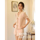 
KJ French ladies pajamas summer thin short sleeve shorts summer cardigan can be worn outside home clothing suit Pink 55J1278 [Long suit] S