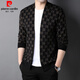 Pierre Cardin brand wool knitted cardigan men's young and middle-aged Korean style trendy fashion jacket casual handsome sweater jacket men black 2XL