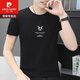 皮尔卡丹（pierre cardin）t恤男士短袖2024新款男装冰丝上衣服夏装体恤衫纯棉半袖t血圆领 Q655黑色 3XL 155-170斤