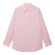 DZZIT plain shirt spring and autumn vitality tone urban casual style top for women pink S