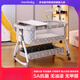 Jingshiyue folding crib splicing large bed multi-functional newborn bb bed portable and removable baby bed diaper table cradle bed High carbon steel-cloud ash-basic model (no mattress, none) other x assembly x frame structure
