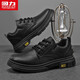 Warrior business retro casual work shoes men's lace-up leather shoes men 1632 black 40
