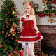 Shantoulin Village Christmas and New Year Battle Jacket Uniform Set Free from taking off the bed Shame Sexy Pajamas Couple Exciting Cherry Red Pure Sexy Hip Skirt 6198 Sling Skirt + All size Privacy confidentiality Buy 2 pieces at 20% off
