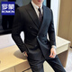 ROMON British style double-breasted suit men's suit business casual formal dress groom wedding dress three-piece suit 8 black double-breasted suit + trousers + vest XL (125-140Jin Jin equals 0.5 kg)