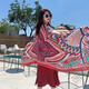 
Yanfangnuo Tibetan Chaka Salt Lake Desert Travel Photography Ethnic Style Shawl Women's Autumn and Winter Cloak Red Extra Large Scarf Scarf Border Wine Red