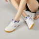 Pull back table and feather shoes new low top breathable mesh sports shoes for men and women couple shoes beef tendon bottom non-slip soft bottom competition badminton shoes indoor floor available table and feather shoes 3498/white and blue 41