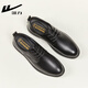 Pull back men's leather shoes, winter business black formal shoes, wear-resistant black, increased height and velvet, temperament black-normal style 43