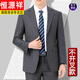 Hengyuanxiang suit men's professional formal wear spring and autumn middle-aged dad's suit suit men's wool jacket gray/three-button non-slit style 180 (52/XL)