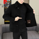 Pierre Cardin spring and autumn double-sided woolen coat men's short Korean style woolen jacket brand short woolen coat brown XL 125-140Jin Jin equals 0.5 kg