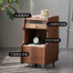 Pusu wood bedside table bedroom smart small black walnut solid wood locker minimalist small cabinet Walli bedside table丨Ready stock