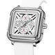 Orsga Europa Couple Neutral Watch Fashionable Square Hollow Design Luminous Silicone Quartz Araproofing Watch 9866 Silicone White Slicone Shell White Surface