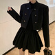 LeCali Hepburn style dress for spring and autumn with ballet princess style tutu skirt bottoming half turtleneck little black dress Hepburn style dress XL without pearl chain