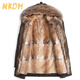 NKDH brand parka men's winter hooded raccoon fur integrated fur coat mink liner workwear warm fur coat green + American raccoon liner rex rabbit fur sleeves 2XL 180