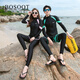 BOSOOT Korean split wetsuit quick-drying zipper hooded jellyfish suit for men and women long-sleeved swimsuit surfing suit couple set men's three-piece set 2XL