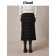 ELAND 40% sheep wool Eland skirt women's college plaid H-shaped slim skirt 25 autumn new style dark gray (17) D/Grey S 160
