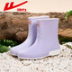 Pull-back rain boots for women, waterproof fashionable rain boots for women, adult outer wear, mid-tube rubber shoes, soft-soled water shoes for catching the sea, Taro Purple|013 38