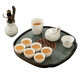Tao Shangyin ceramic natural stone tea table storage and drainage dual-purpose modern simple home office small tea tray Kung Fu tea set lotus wood grain stone book window red