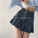 
Langwei Feray retro American hot girl ripped hip skirt for women spring and summer new high-waist A-line half-body pleated short skirt 16851 retro blue [no lining] S (80-95Jin [Jin equals 0.5 kg])