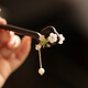 Beautiful hairpin for women, new Chinese style lily of the valley wooden hairpin, cheongsam, shaking retro hair fork, tassel headdress, low meatball hair accessories, fresh lily of the valley flower tassel hairpin