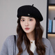 GLO-STORY French beret women's autumn and winter literary retro painter's hat with versatile temperament and face-showing little pumpkin hat black