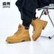 Senma Paare Martin Boots Herren Herbst und Winter plus Samt warme britische Stiefel Gelbe Boots Frauen erhöht dicke alleinige Modestiefel Frauen Curry Gelb (Männerstil) Four Seasons 41