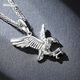 Miss JuJu pt950 platinum pendant men's platinum eagle wings pendant small version pendant 7.3-7.5g + black leather rope