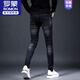 
ROMON European station embroidered jeans men's trend spring and autumn new slim elastic small feet casual straight men's pants black 6622 calves 31