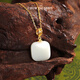 Zhou Taisheng Sugar Cube Ping An Wu Shi Brand Necklace National Style Hetian Jade Pendant New Chinese Style Birthday Gift for Girlfriend