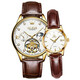 OLEVS Swiss certified brand couple watch fully automatic mechanical watch men and women watch luminous waterproof trendy couple watches upgraded enhanced version-3601+6629 brown leather white