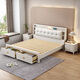 Yu feiqi nordisches massives Holzbett Doppelbett moderne einfache Hochkasten Nachtlichtladebett 9902# Bett + Latexbrauner Pad [bequemer Latex] 1,8*2,0 m (Rahmen mit Schwanzentnahme)