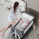
ZUHITON crib with diaper table splicing large bed multi-function sleeping artifact portable newborn cradle bed baby bed gray + mattress + storage basket