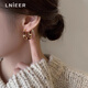 Lnieer Maillard retro earrings for women 2025 new earrings niche design earrings temperament high-end autumn and winter earrings Maillard beaded earrings