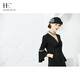 EE Autumn and Winter Fashionable British Wool Top Hat Korean Style Trendy Woolen Hat Retro Versatile Winter Hat Women 5049 Black Adjustable