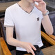 费洛仕短袖男夏季衣服男士打底衫丅恤体恤潮流修身潮牌t恤男V领 826白色 L