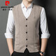 Pierre Cardin pure wool sweater vest men's v-neck waistcoat young and middle-aged knitted sweater cardigan autumn and winter warm sleeveless sweater vest