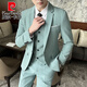 Pierre Cardin suit men's business Korean style casual formal suit three-piece groom's wedding dress men's light gray suit + pants + vest tie 2XL recommended 135-145 Jin Jin equals 0.5 kg