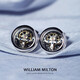 WILLIAM MILTON限量透明陀飞轮袖扣男士轻奢绅士袖口扣高端送男生生日礼物礼盒装 透明银色陀飞轮
