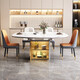 Table à manger de nid de matin Luxury Luxury Simple Rock Slal Table à manger et chaise combinaison Table à manger rétractable Small and Medium Apartment Rangement Meubles à manger 9 mm Bright - # 699 STYLE DE CHAISE 1,4m une table et quatre chaises
