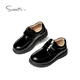 Snuffy boys student leather shoes campus performance shoes children's black leather shoes suit small host dress shoes bright black 40