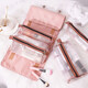 Relatives and Friends 4-in-1 Cosmetic Bag Women's Large Capacity Detachable Folding Portable Travel Storage Bag Skin Care Products Toiletries Bag Smoked Pink (4-in-1/Detachable)