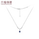 Lukfook Jewelry 18K gold O-shaped magnificent sapphire and diamond necklace gift G22DSKN0012W total weight 2.36 grams