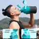Shantoulin Village Gurt Kessel Crossbody Großer Sportbecher Herren 2000 ml Außenreisen Wasserflasche Sommer Plastik Außenwasserbecher Verlängerung Schwarzriemen trinken + Tee Trennung + Riemen 150