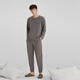 Chundu soft new couple pajamas autumn women's long-sleeved thickened brushed velvet men's home wear autumn and winter suit dolphin gray (men's style) 2XL