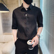 
Meloban summer ice silk short 7-quarter sleeve shirt men's trendy brand handsome men's clothing shirt Korean style slim 7-quarter sleeve shirt white L