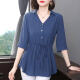 Taizai 7-quarter sleeve shirt for women chiffon mid-sleeved summer new loose belly-covering top medium-length thin SN9276 apricot M Suggestion 90-105 Jin[Jin equals 0.5 kg]
