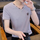 费洛仕短袖男夏季衣服男士打底衫丅恤体恤潮流修身潮牌t恤男V领 826白色 L