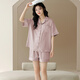 Modal Ice Silk Pyjamas für Frauen für Sommer dünne kurze Ärmel 2025 Neuer Sommer groß mit Brustpolstern für Outdoor -Verschleiß 09M16804 L