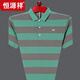 恒源祥中年男士短袖t恤男翻领夏季纯棉冰丝条纹polo 衫半袖男上衣 HH826蓝色 170建议120-140斤